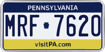 PA license plate MRF7620