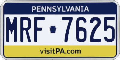 PA license plate MRF7625