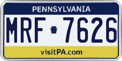 PA license plate MRF7626