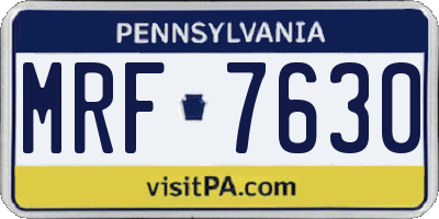 PA license plate MRF7630