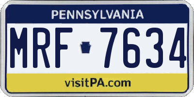 PA license plate MRF7634