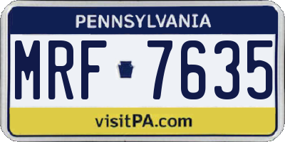 PA license plate MRF7635