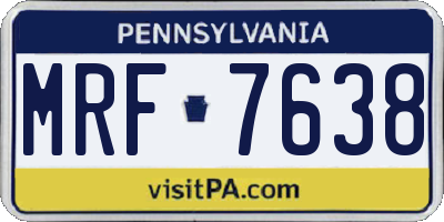 PA license plate MRF7638