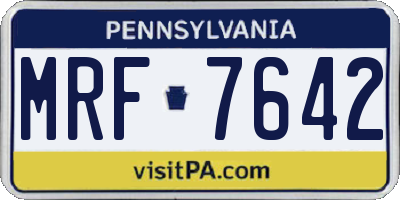PA license plate MRF7642