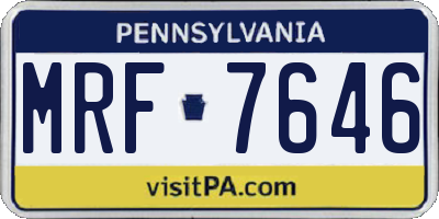 PA license plate MRF7646