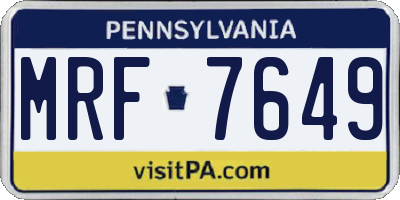 PA license plate MRF7649