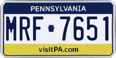 PA license plate MRF7651