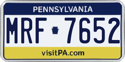 PA license plate MRF7652