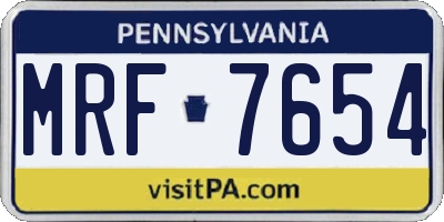 PA license plate MRF7654