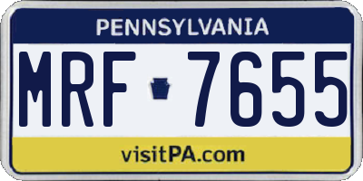 PA license plate MRF7655