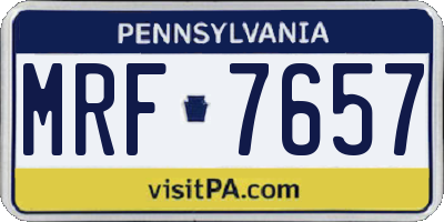 PA license plate MRF7657