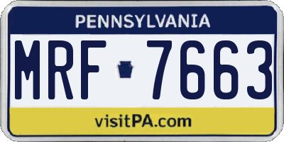 PA license plate MRF7663