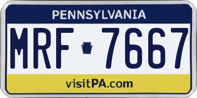 PA license plate MRF7667