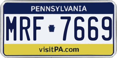 PA license plate MRF7669