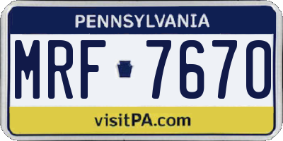 PA license plate MRF7670