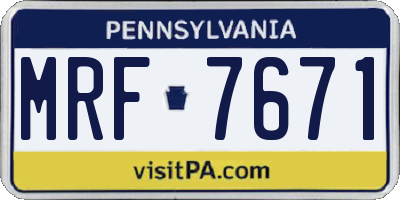 PA license plate MRF7671