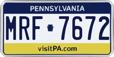 PA license plate MRF7672