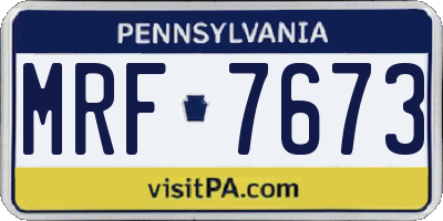 PA license plate MRF7673