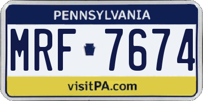 PA license plate MRF7674