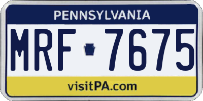 PA license plate MRF7675