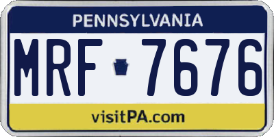 PA license plate MRF7676