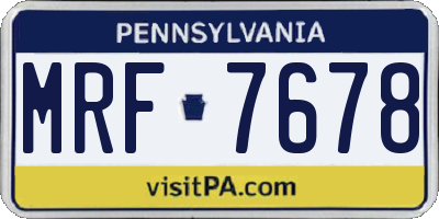 PA license plate MRF7678