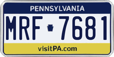 PA license plate MRF7681