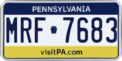 PA license plate MRF7683