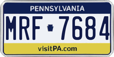 PA license plate MRF7684