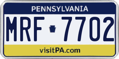 PA license plate MRF7702