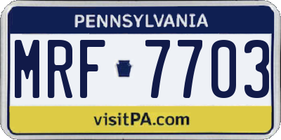 PA license plate MRF7703