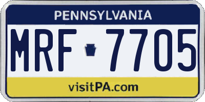 PA license plate MRF7705