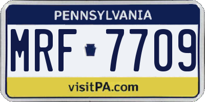 PA license plate MRF7709