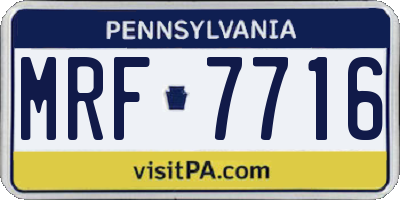 PA license plate MRF7716