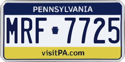 PA license plate MRF7725