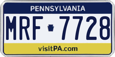 PA license plate MRF7728