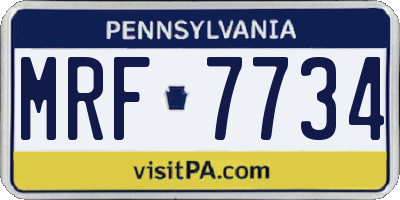 PA license plate MRF7734
