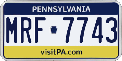 PA license plate MRF7743