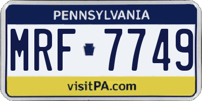 PA license plate MRF7749