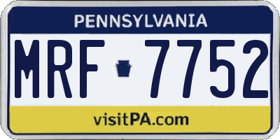 PA license plate MRF7752