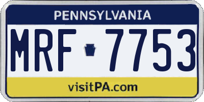 PA license plate MRF7753