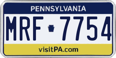 PA license plate MRF7754
