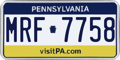 PA license plate MRF7758