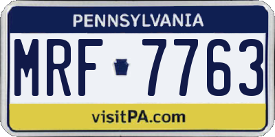 PA license plate MRF7763