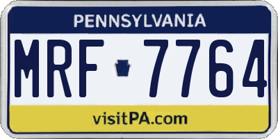 PA license plate MRF7764