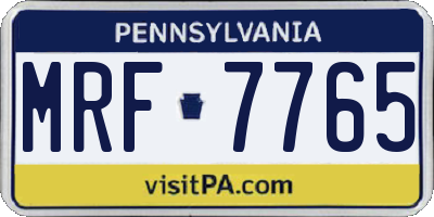 PA license plate MRF7765