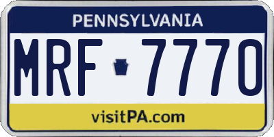 PA license plate MRF7770