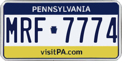 PA license plate MRF7774