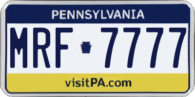 PA license plate MRF7777