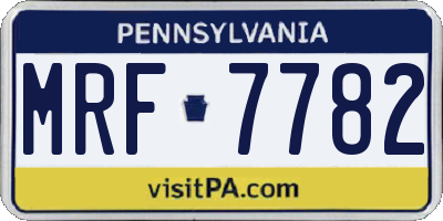 PA license plate MRF7782